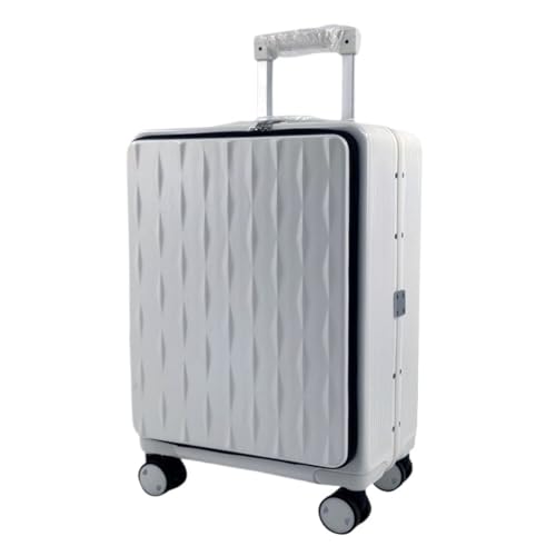 WOSHIXIAOKEAI Reisekoffer Koffer mit Frontöffnung, geräuschloser Universal-Rollen-Boarding-Koffer, 24-Zoll-Trolley-Koffer mit Passwortschloss Koffer(Silver,18in) von WOSHIXIAOKEAI