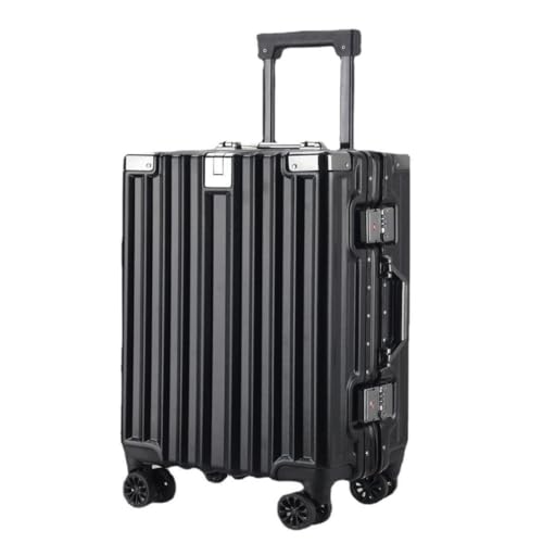 WOSHIXIAOKEAI Reisekoffer Leises, Robustes Gepäck, langlebiges Gepäck, Neuer Trolley-Koffer mit Aluminiumrahmen, Universalräder for Studenten Koffer(Black,20in) von WOSHIXIAOKEAI