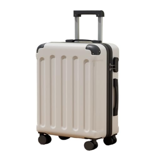 WOSHIXIAOKEAI Reisekoffer Passwort Boarding Koffer Trolley Koffer Koffer Tasche Männer Und Frauen Universal Rad 22 Zoll Langlebig Koffer(White,24in) von WOSHIXIAOKEAI