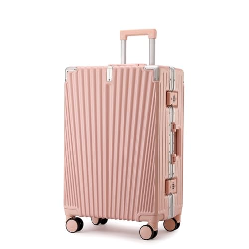 WOSHIXIAOKEAI Reisekoffer Trolley, verschleißfester und wasserdichter Koffer, Aluminiumrahmen, Trocken- und Nasstrennung, Passwort-Schließbox Koffer(Pink) von WOSHIXIAOKEAI