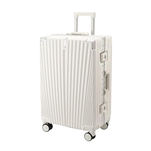 WOSHIXIAOKEAI Reisekoffer Trolley, verschleißfester und wasserdichter Koffer, Aluminiumrahmen, Trocken- und Nasstrennung, Passwort-Schließbox Koffer(White) von WOSHIXIAOKEAI