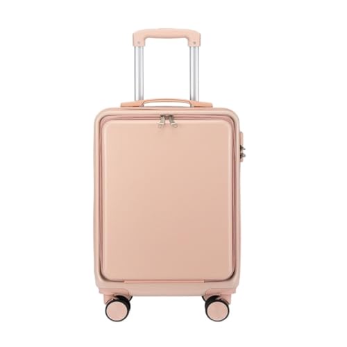 WOSHIXIAOKEAI Reisekoffer Von Vorne Zu Öffnender Boarding-Koffer for Damen, 24-Zoll-Passwort-Reisekoffer, Universal-Rad-Trolley-Koffer Koffer(Pink,24) von WOSHIXIAOKEAI