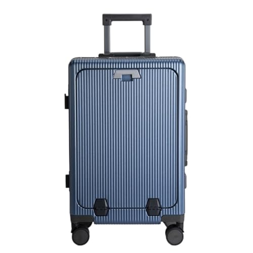 WOSHIXIAOKEAI Reisekoffer Vorne Öffnender Aluminiumrahmen-Koffer, Damen-Trolley, Herren-Kabinen-Passwort-Box, Geschäftsreise-Koffer Koffer(Blue,A) von WOSHIXIAOKEAI