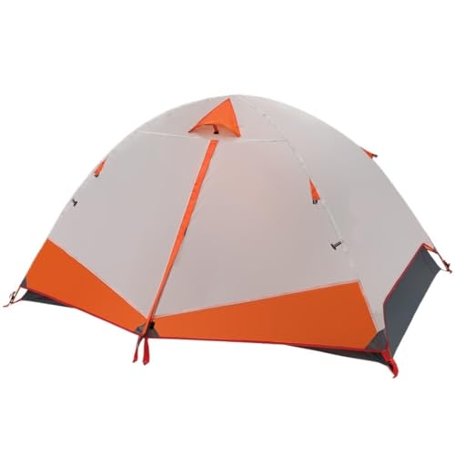 Campingzelt Doppeltes Outdoor-Vier-Jahreszeiten-Zelt, Doppelschichtige Aluminiumstange, Wind- Und Regensicher, Tragbares Campingzelt Zelt(Orange) von WOSHImeinvYE