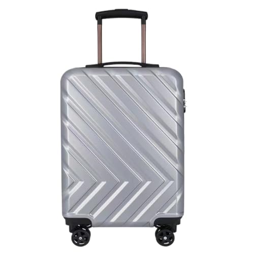 WOSHImeinvYE Koffer Aluminiumrahmen-Koffer, Damen-Trolley, Boarding-Koffer, Licht-Sound-Lenkrad, Passwort, Zollschloss-Koffer Rollkoffer(Silver,28) von WOSHImeinvYE