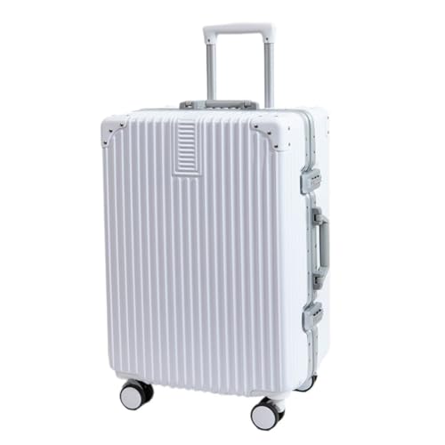 WOSHImeinvYE Koffer Aluminiumrahmen-Koffer 20 Zoll for Männer und Frauen Trolley-Koffer for Männer 24 Zoll Koffer Passwortfeld Rollkoffer(White,28in) von WOSHImeinvYE