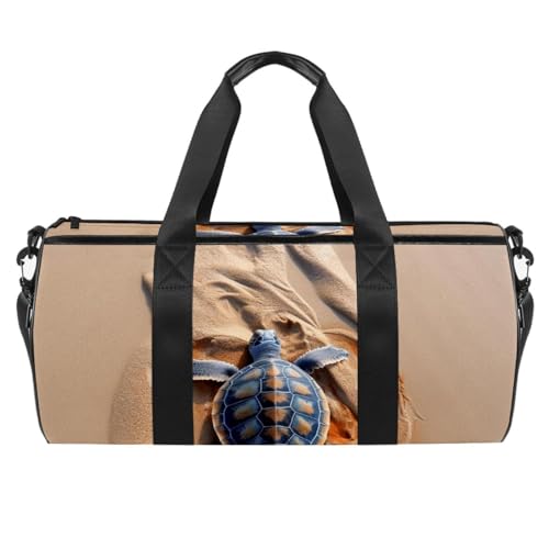 Sporttasche für Damen,kleine Sporttasche für Herren,Meeresschildkröte am Strand,Übernachtungstasche von WOSHJIUK