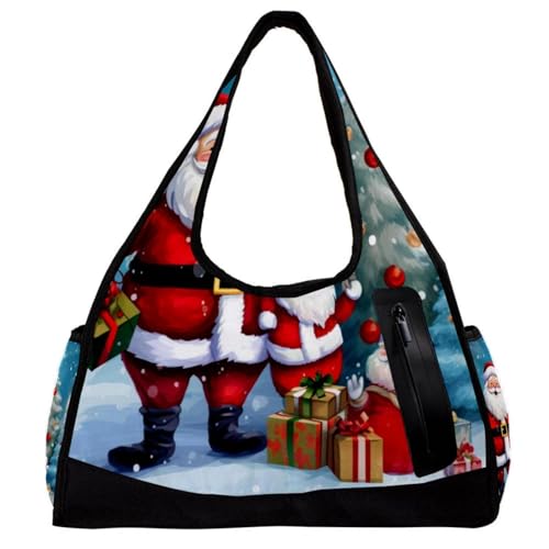 Sporttasche für Damen,kleine Sporttasche für Herren,Weihnachtsbaum schneemänner weihnachtsmann,Übernachtungstasche von WOSHJIUK
