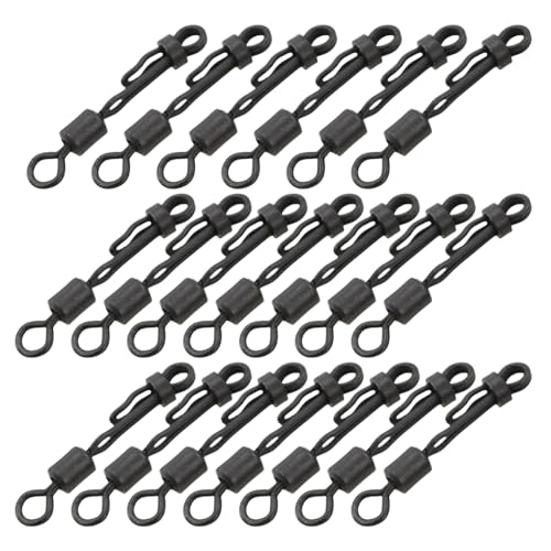 20 Stücke Schnell Ändern Wirbel Mit Clam Lock Clip Roll Ringe Anschlussklemmen Tackle Karpfenangeln Zubehör Dauerhaft von WOURRD