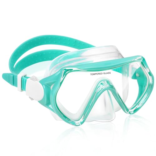 WOVOKA Taucherbrille Kinder, Schwimmbrille Kinder für 4-12 Jahre, Tauchmaske Schnorchelmaske Nasenabdeckung 180°Panorama HD Anti Nebel Anti-Leck für Jungen Mädchen Jugendliche von WOVOKA