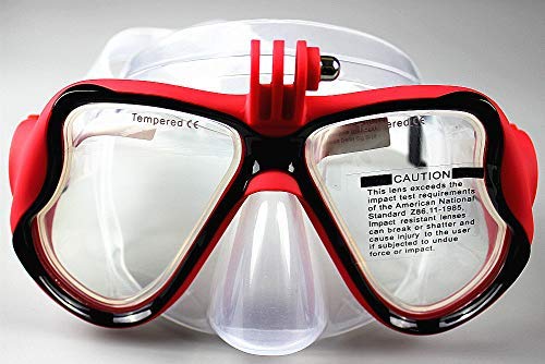 WOWDECOR Tauchmaske für Gopro Kamera Erwachsene Kinder mit Kurzsichtigkeit Kurzsichtig, Schnorchelmaske Taucherbrille Dioptrin Dioptrien Korrektur (rot, -4,0) von WOWDECOR
