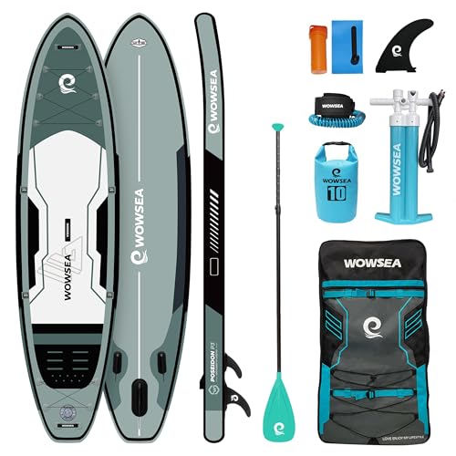 WOWSEA Poseidon P3 Aufblasbares Paddle Board, Langlebiges und Stabiles Touren Paddelboard, Reisen & Freizeit SUP Board mit iSUP Zubehör, Gute Wahl für Aquatische Lehre und Erholung von WOWSEA