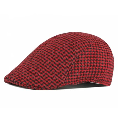 WOYUANSHA Barett Baskenmützen Für Herren Baumwolle Plaid Caps Flache Schirmmütze Männer Frauen Maler Baskenmütze Hüte 56-58Cmwear Rot WOYUANSHA Barett Baskenmützen Für Herren Baumwolle Plaid Caps Flache Schirmmütze Männer Frauen Maler Baskenmütze Hüte 56-58Cmwear Rot von WOYUANSHA