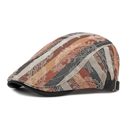 WOYUANSHA Barett Baskenmützen Für Herren Kappen Mit Baumwolldruck Flache Schirmmütze Für Herren Und Damen Maler-Baskenmütze 55–60 cm Verstellbar Orange WOYUANSHA Barett Baskenmützen Für Herren Kappen Mit Baumwolldruck Flache Schirmmütze Für Herren Und Damen Maler-Baskenmütze 55–60 cm Verstellbar Orange von WOYUANSHA