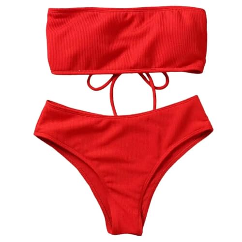 WOYUANSHA Bikini Badeanzug Damen Badeanzug Gemütliche Draht Freie Frauen Strand Anzug Split Bikini Frauen Badeanzug Damen Kleidung XL Rot von WOYUANSHA