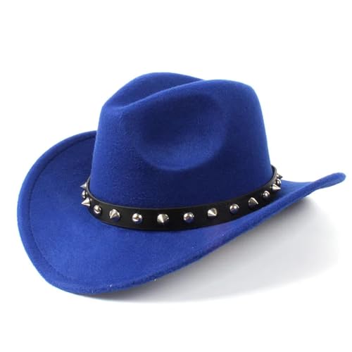 WOYUANSHA Cowboyhüte Damen Herren Cowboyhut Gentleman Lady Jazz Cowgirl Punk Niete Cloche Kirche Sombrero Cap Blau WOYUANSHA Cowboyhüte Damen Herren Cowboyhut Gentleman Lady Jazz Cowgirl Punk Niete Cloche Kirche Sombrero Cap Blau von WOYUANSHA