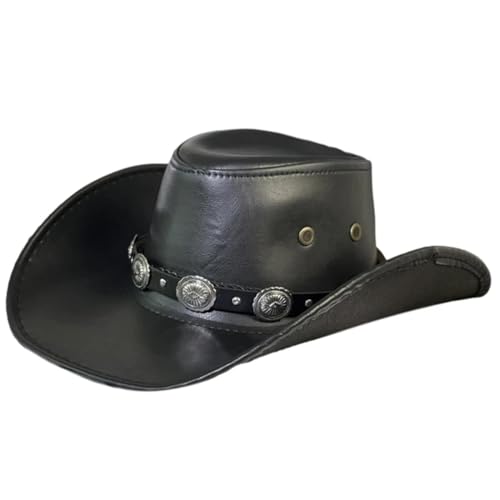 WOYUANSHA Cowboyhüte Handgefertigter Cowboyhut Mit Breiter Krempe Und Gürtel Für Damen Und Herren Zum Anziehen Party Unisex Cowgirl-Hut Für Camping Schwarz WOYUANSHA Cowboyhüte Handgefertigter Cowboyhut Mit Breiter Krempe Und Gürtel Für Damen Und Herren Zum Anziehen Party Unisex Cowgirl-Hut Für Camping Schwarz von WOYUANSHA
