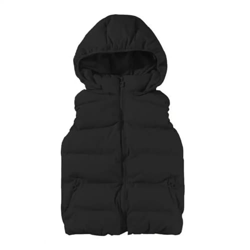 WOYUANSHA Daunenjacken Coat Damen Kapuzen Weste Abnehmbarer Hut Einfarbig Strickjacke Weste Warm Halten Lässige Ärmellose Jacke Kleidung Für Outdoor XL Schwarz von WOYUANSHA