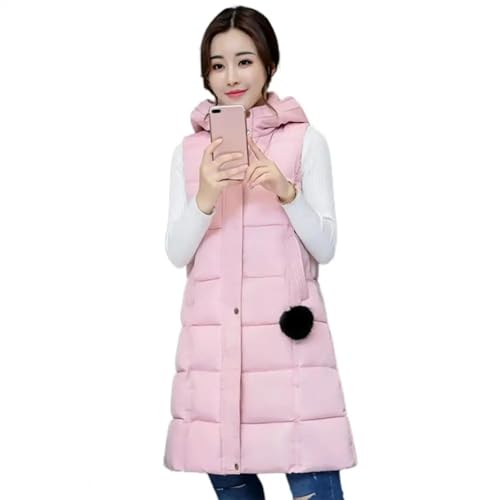 WOYUANSHA Daunenjacken Coat Frauen Weste Gepolsterte Baumwolle Daunen Weste Mantel Elegant Dick Warm Lange Weste L Pink von WOYUANSHA