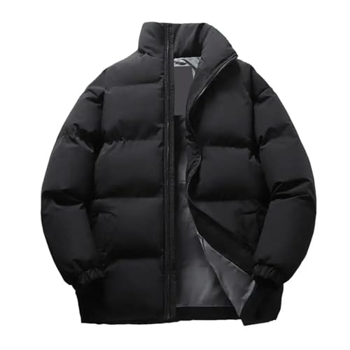 WOYUANSHA Daunenjacken Coat Herren Daunen Mantel Verdickter Gepolsterter Ständer Kragen Hals Schutz Wind Dicht Mantel Warm Elastische Manschette Lose Männer Baumwoll Mantel XXL Schwarz von WOYUANSHA