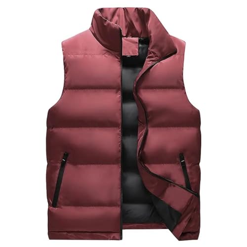 WOYUANSHA Daunenjacken Coat Herren Weste Wind Dicht Ärmel Los Mantel Kragen Hals Schutz Strickjacke Outdoor Oberbekleidung Baumwolle Weste XXL Rot von WOYUANSHA