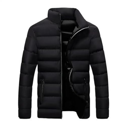 WOYUANSHA Daunenjacken Coat Männer Baumwoll Jacke Warme Lange Ärmel Männer Jacke Stand Kragen Reiß Verschluss Tasche Lässig Lose Fit Mantel Outwear 4XL Schwarz von WOYUANSHA