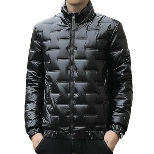 WOYUANSHA Daunenjacken Coat Männer Baumwolle Mantel Kragen Langarm Reiß Verschluss Puffer Jacke Mit Taschen Elastisch Saum Outwear 4XL Schwarz von WOYUANSHA