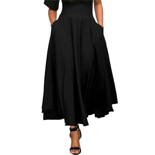 WOYUANSHA Hübscher Rock Bleistiftrock Damen Plissee Maxi Rock Große Schaukel Mode Frauen Hohe Taille Taschen Dekoration Elastisch Lady Ankke Länge Unten S Schwarz WOYUANSHA Hübscher Rock Bleistiftrock Damen Plissee Maxi Rock Große Schaukel Mode Frauen Hohe Taille Taschen Dekoration Elastisch Lady Ankke Länge Unten S Schwarz von WOYUANSHA