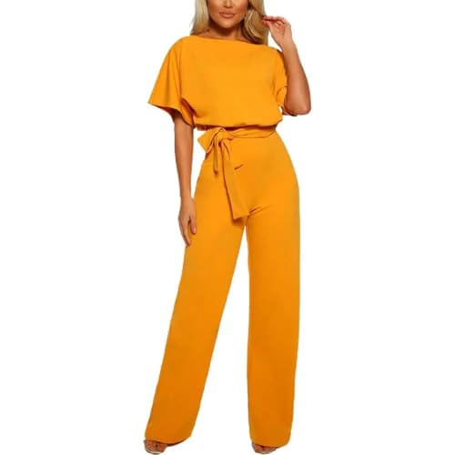 WOYUANSHA Jumpsuits Body Bodysuit Damen Jumps Uit Elegant Damen Enge Taille Schlank Jumps Uit Elegant Stram Pler XXL Gelb von WOYUANSHA