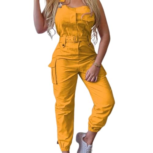 WOYUANSHA Jumpsuits Body Bodysuit Damen Jumps Uit Knöchel Gefesselt Schulter Gurt Cargo Jumps Uit Halfter Jumps Uit Damen Bekleidung Für Arbeiten L Gelb von WOYUANSHA