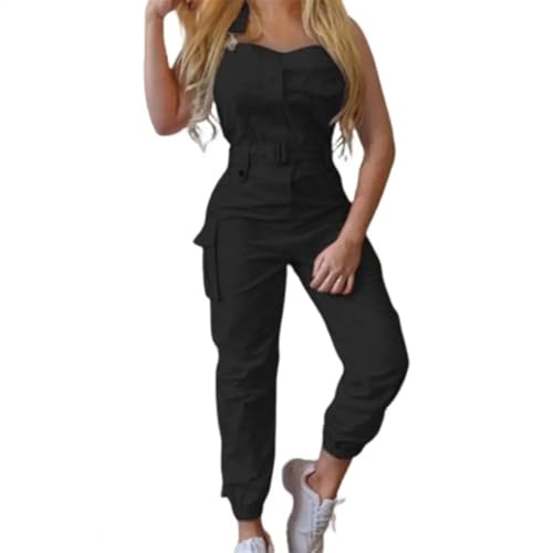 WOYUANSHA Jumpsuits Body Bodysuit Damen Jumps Uit Knöchel Gefesselt Schulter Gurt Cargo Jumps Uit Halfter Jumps Uit Damen Bekleidung Für Arbeiten L Schwarz von WOYUANSHA