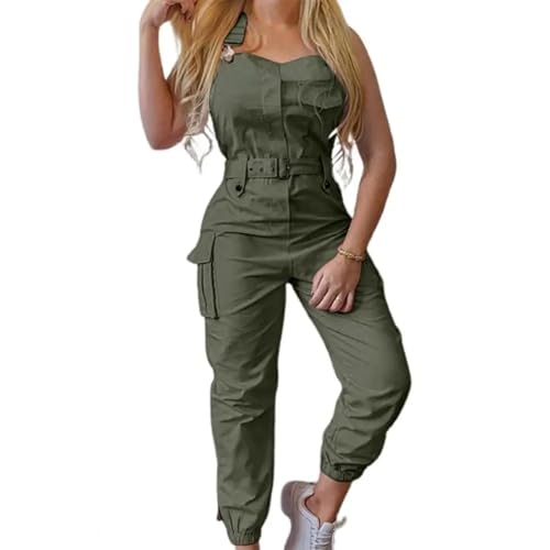 WOYUANSHA Jumpsuits Body Bodysuit Damen Jumps Uit Lässiger Ärmelloser Polyester-Knöchel-Jumps Uit Für Arbeits-Overall M Grün von WOYUANSHA