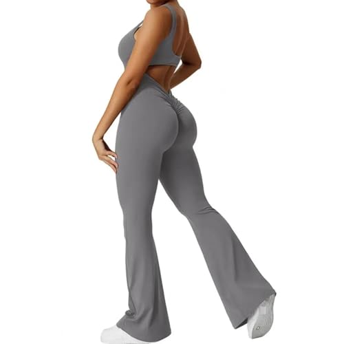 WOYUANSHA Jumpsuits Body Bodysuit Einfarbiger Jumps Uit Für Frauen Styli Scher Ärmelloser Sport-Jumps Uit Mit Mit Hoher Taille Ausgeblendeter Hem M Grau von WOYUANSHA