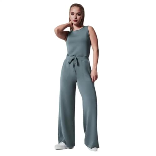 WOYUANSHA Jumpsuits Body Bodysuit Jumps Uit Mit Hoher Taille Jumps Uit Einfarbig Mit Breiten Bein Overalls Weich Atmungsaktiv Sport Täglich Jumps Uit XL Light Blue von WOYUANSHA