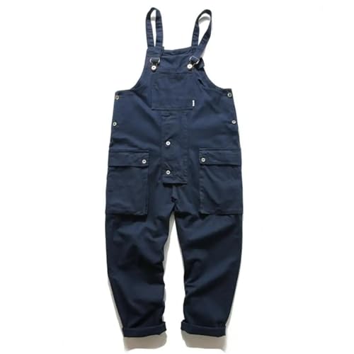 WOYUANSHA Jumpsuits Body Bodysuit Mode Herren Hosen Jumps Uit Plus Größe Streetwear Einfarbige Taschen Lose Hosenträger Arbeits Hose Cargo Hose L Blau von WOYUANSHA