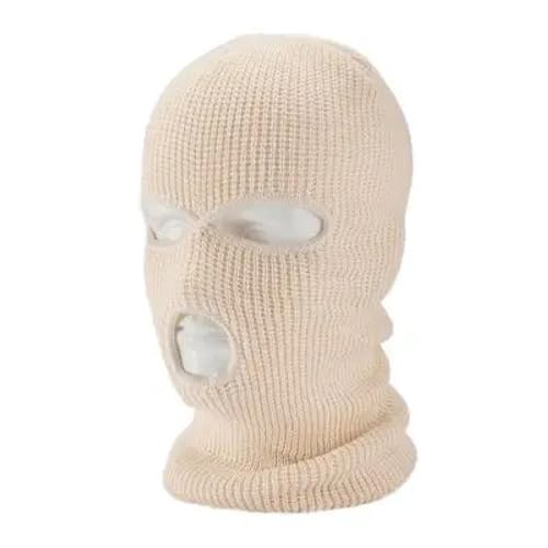 WOYUANSHA Mütze Beanie Hut 3 Loch Maske Ski Maske Kappe Motorrad One Size Beige von WOYUANSHA