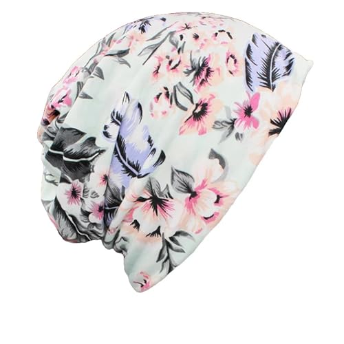 WOYUANSHA Mütze Beanie Hut Dual-Use-Blumen-Design-Hut Für Damen Dünne Schädel-Mützen-Mädchen-Schal Frauen Weiblicher Größe SkyBlue von WOYUANSHA