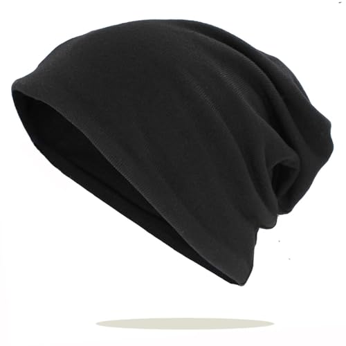 WOYUANSHA Mütze Beanie Hut Dual-Use Skull Ies Beanies Männer Frauen Baggy Weich Warm Hüte Damen Dünn Mädchen Schal For54-58Cm Schwarz von WOYUANSHA