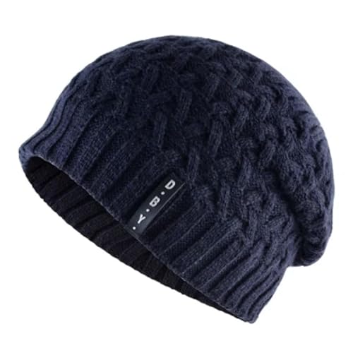 WOYUANSHA Mütze Beanie Hut Frauen Männer Gestrickte Mütze Unisex Falten Casual Beanies Hut Hip-Hop Schädel Mütze Blau von WOYUANSHA