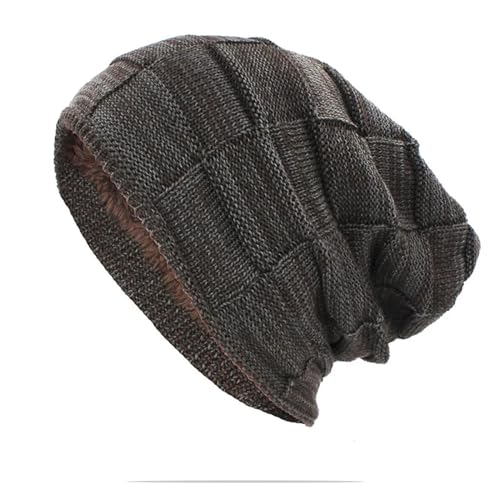 WOYUANSHA Mütze Beanie Hut Frauen Männer Warmer Hut Für Erwachsene Unisex Outdoor Gestrickte Bohnen Skull Ies Freizeit Baumwoll Hüte Cap 56-62Cm (Elastisch) Braun von WOYUANSHA