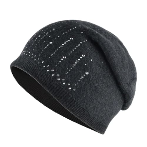 WOYUANSHA Mütze Beanie Hut Frauen Mütze Mütze Für Frauen Warme Damen Casual Strick Mütze Weibliche Schädel-Bohnen Darkgray von WOYUANSHA