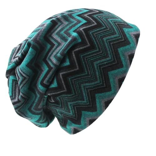 WOYUANSHA Mütze Beanie Hut Geometrisches Design Dual-Use Frauen Hüte Beanies Für Damen Dünne Mädchen Mode Schal Grün von WOYUANSHA