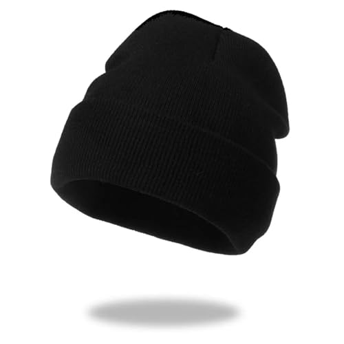 WOYUANSHA Mütze Beanie Hut Hüte Für Frauen Männer Beanies Gestrickt Mädchen Mütze Casual Outdoor Keep Wärmer Bonnet Hip Hop Cap Schwarz von WOYUANSHA