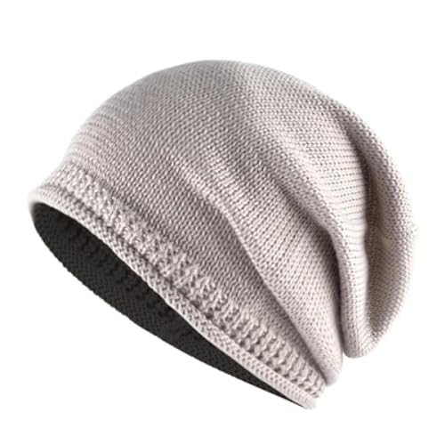 WOYUANSHA Mütze Beanie Hut Männer Frauen Gestrickte Bohnen Cap Skull Ies Hüte Frau Unisex Einfarbig Ski Damen Cap Beige von WOYUANSHA