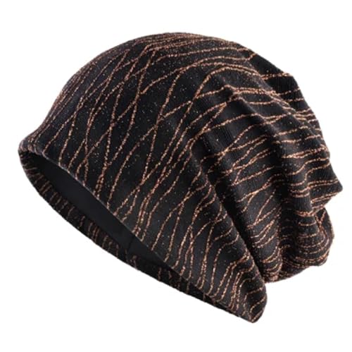 WOYUANSHA Mütze Beanie Hut Mode Gestrickte Glänzende Mützen Damen Outdoor Freizeit Mützen Damen Streetwear Blinkende Bonnet Female Schädel Orange von WOYUANSHA