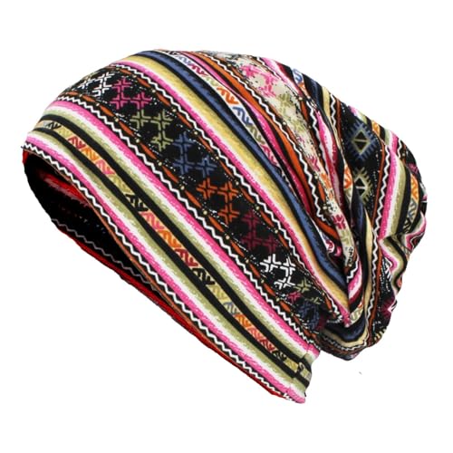 WOYUANSHA Mütze Beanie Hut Multifunktions-Frauen Hut Floral Teenager Erwachsene Männer Dünn Schal Mädchen Schädel Mützen Vintage Mütze For54-58Cm Rosa von WOYUANSHA