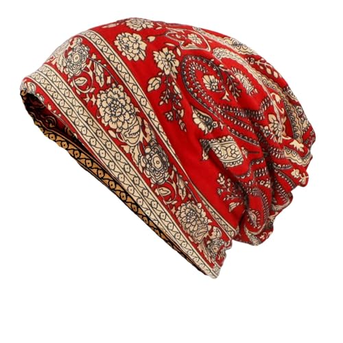 WOYUANSHA Mütze Beanie Hut Multifunktions-Frauen Hut Klassischer Teenager Erwachsene Männer Dünn Schal Mädchen Mützen Vintage Mütze For54-58Cm Rot von WOYUANSHA