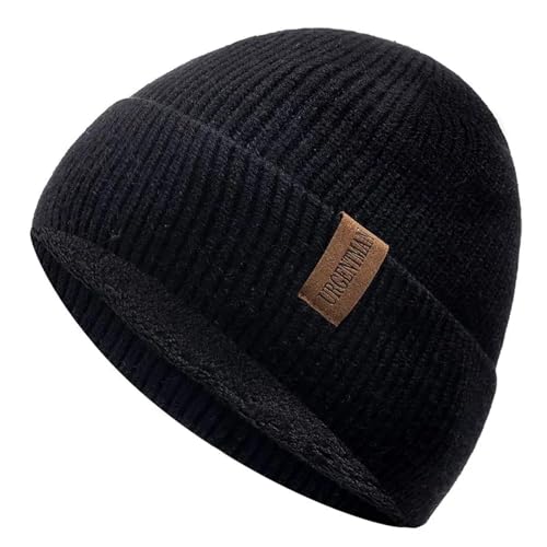 WOYUANSHA Mütze Beanie Hut Unisex Winter Mütze Warme Mütze Stilvolle Weiche Mütze Für Männer Frauen Im Freien Verdickte Ski Sport Strick Mütze 55Cm-60Cm Schwarz von WOYUANSHA