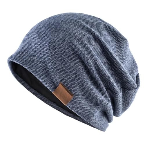 WOYUANSHA Mütze Beanie Hut Warme Mützen Hut Männer Frauen Lässig Gestrickt Outdoor Baggy Skull Caps Weich Fordable Bonnet Unisex One Size Blue von WOYUANSHA