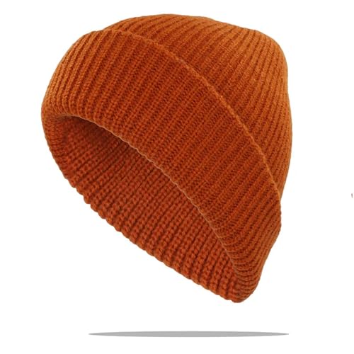 WOYUANSHA Mütze Beanie Hut Warmer Hut Für Männer Erwachsene Unisex Outdoor Frauen Gestrickte Bohnen Skull Ies Freizeit Baumwoll Hüte Mütze Einheits Größe Orange von WOYUANSHA